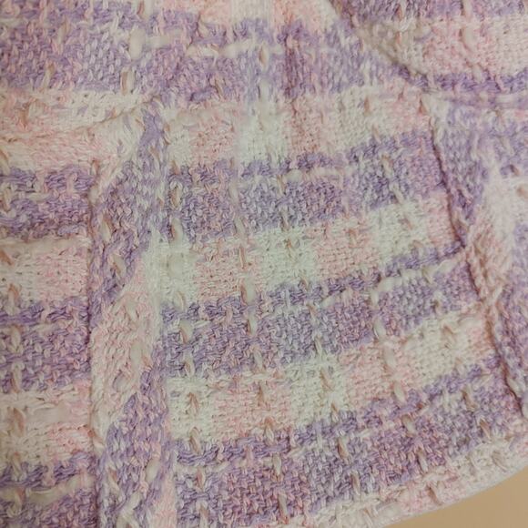 Zara New NWT Cropped Bra Tweed Purple White Striped Stripes Kawaii Twee Small - Picture 6 of 6